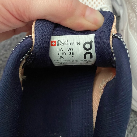 On Running Women's Peach and White Sneakers - Picture 6 of 10